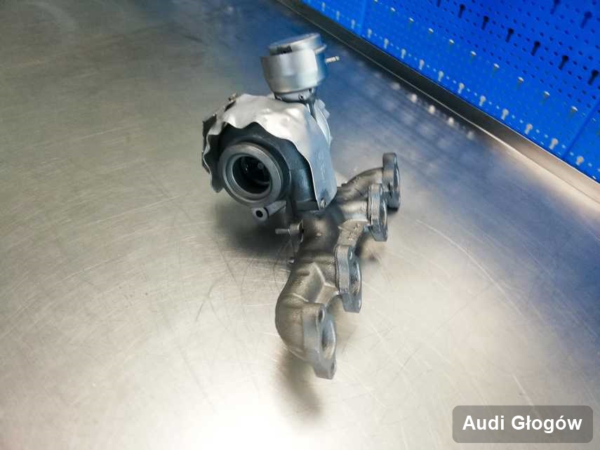Zregenerowana w pracowni w Głogowie turbina do osobówki z logo Audi przygotowana w warsztacie po remoncie przed spakowaniem