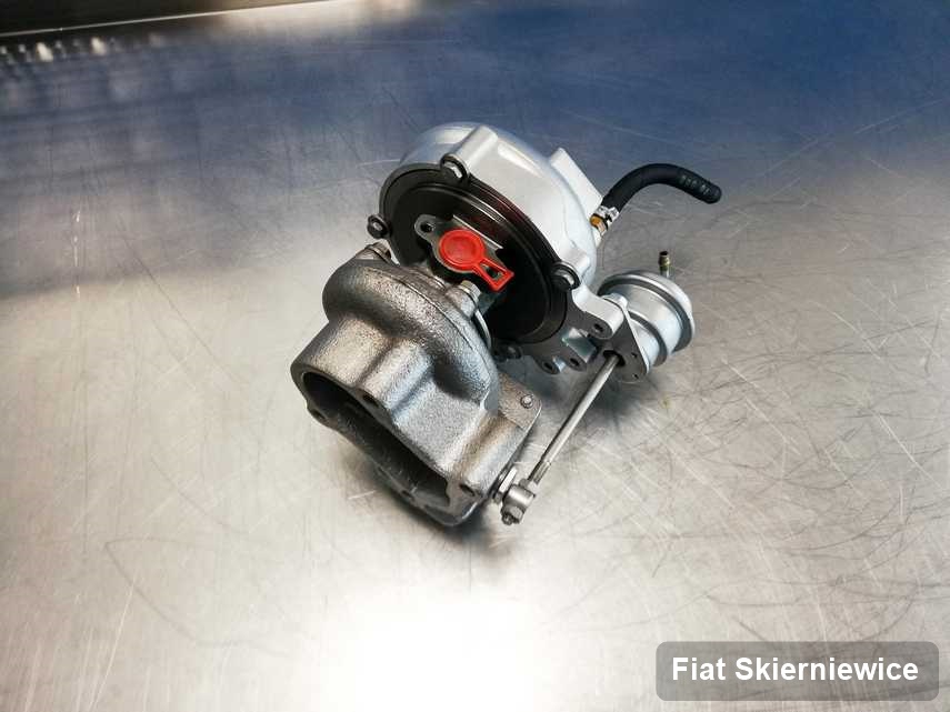 Wyremontowana w firmie w Skierniewicach turbosprężarka do samochodu marki Fiat przygotowana w pracowni po naprawie przed spakowaniem