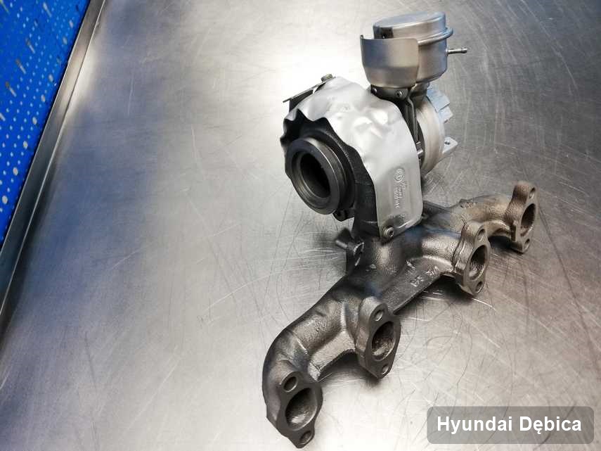 Wyremontowana w firmie zajmującej się regeneracją w Dębicy turbosprężarka do samochodu z logo Hyundai przyszykowana w laboratorium zregenerowana przed spakowaniem