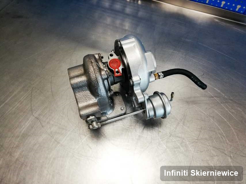 Zregenerowana w przedsiębiorstwie w Skierniewicach turbina do pojazdu z logo Infiniti przyszykowana w warsztacie po naprawie przed nadaniem