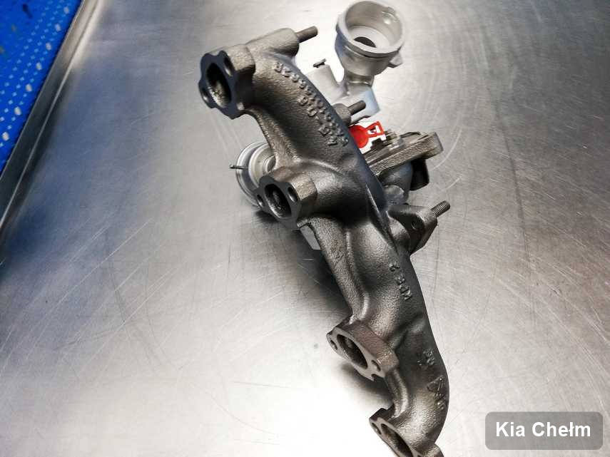 Zregenerowana w przedsiębiorstwie w Chełmie turbosprężarka do osobówki producenta Kia przyszykowana w pracowni po naprawie przed nadaniem