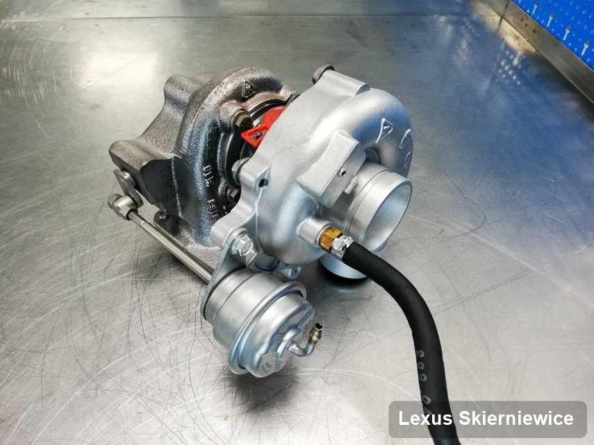 Naprawiona w pracowni w Skierniewicach turbosprężarka do samochodu marki Lexus przygotowana w pracowni po naprawie przed spakowaniem