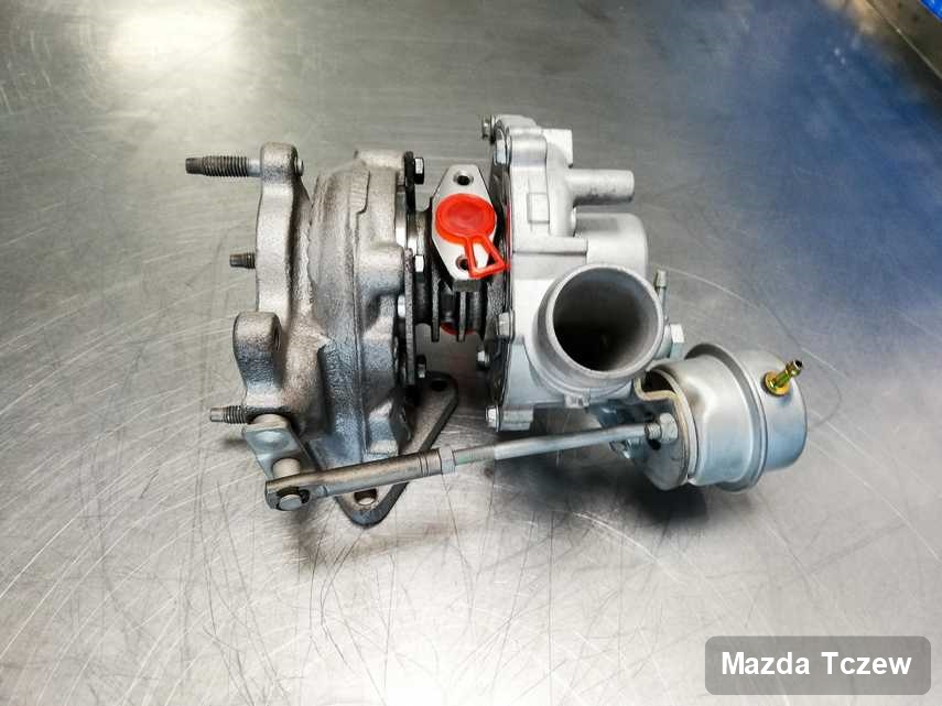 Wyremontowana w firmie zajmującej się regeneracją w Tczewie turbina do auta producenta Mazda przygotowana w warsztacie po naprawie przed nadaniem
