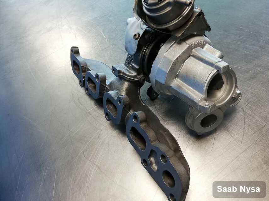 Wyczyszczona w przedsiębiorstwie w Nysie turbosprężarka do pojazdu marki Saab przygotowana w pracowni naprawiona przed nadaniem
