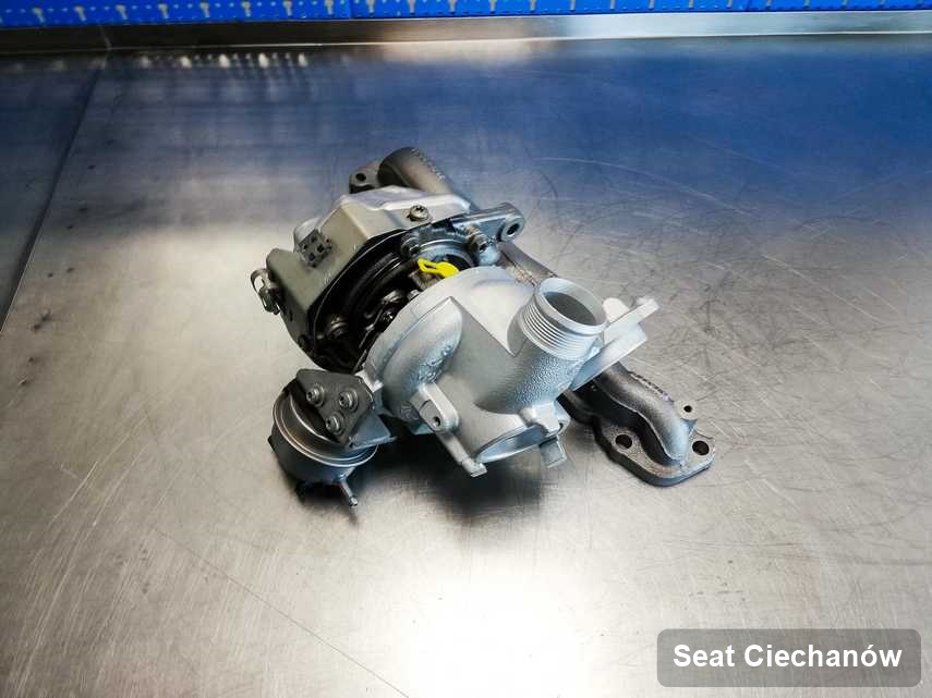 Zregenerowana w laboratorium w Ciechanowie turbosprężarka do aut  producenta Seat przygotowana w warsztacie po naprawie przed nadaniem