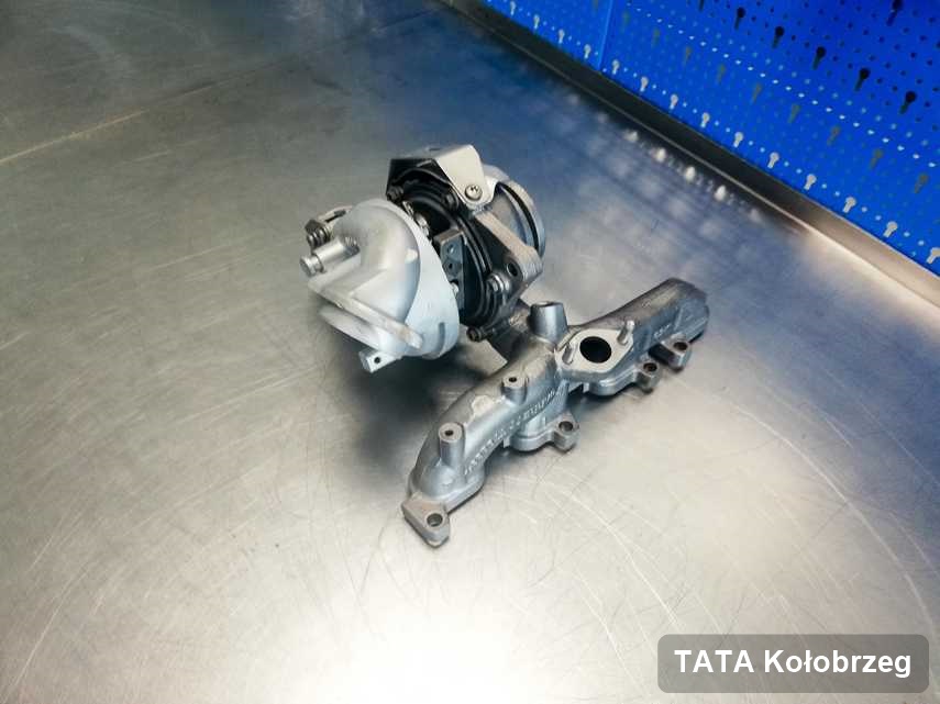 Naprawiona w firmie w Kołobrzegu turbosprężarka do samochodu koncernu TATA przyszykowana w laboratorium po naprawie przed wysyłką