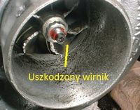 Czyszczenie turbosprężarki – uszkodzone koło kompresji